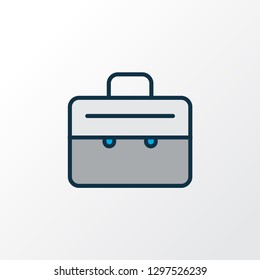 Suitcase icon colored line symbol. Premium quality isolated briefcase element in trendy style.