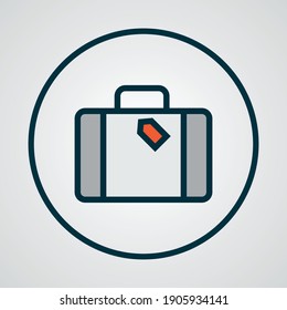 Suitcase icon colored line symbol. Premium quality isolated briefcase element in trendy style.