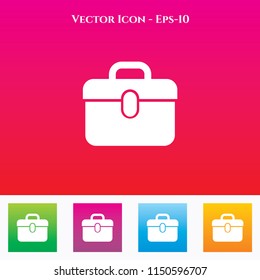 Suitcase Icon in Colored Square box. eps-10