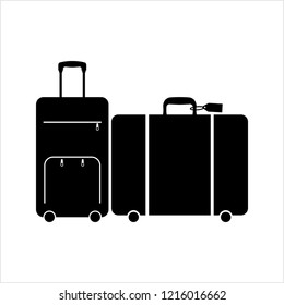 Suitcase Icon Design, Silhouette Vector Art Illustration
