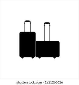 Suitcase Icon Design, Silhouette Vector Art Illustration