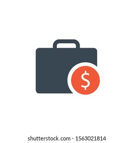suitcase icon with dollar. Stock vector illustration isolated on white backgraund.
