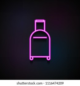 suitcase icon. Element of Minimalistic  icons for mobile concept and web apps. Neon suitcase icon can be used for web and mobile on dark gradient background