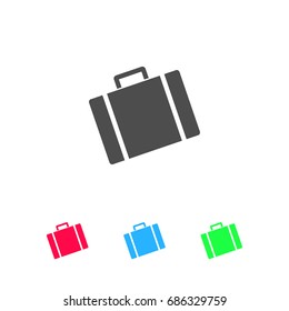 Suitcase icon flat. Color pictogram on white background. Vector illustration symbol and bonus icons