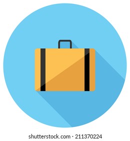 Suitcase icon. Flat design style modern vector illustration. Isolated on stylish color background. Flat long shadow icon. Elements in flat design.