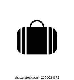 Suitcase icon Flat simple outline set