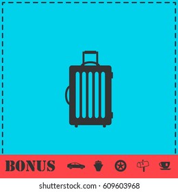 Suitcase icon flat. Simple vector symbol and bonus icon