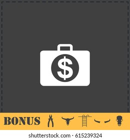 Suitcase icon flat. Simple vector symbol and bonus icon