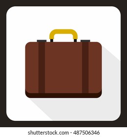 Suitcase icon in flat style with long shadow. Luggage symbol vector illustration