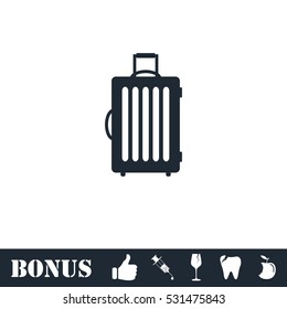 Suitcase icon flat. Vector illustration symbol and bonus pictogram