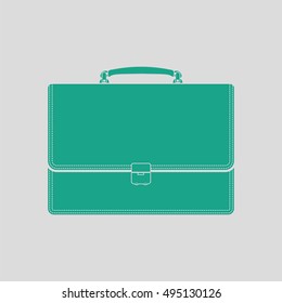 Suitcase icon. Gray background with green. Vector illustration.