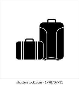Suitcase Icon, Hard, Soft Case Luggage Vector Art Illustration