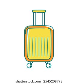 Suitcase Icon Illustration with bright colour palette in doodle style Ideal for Vacation, hobby and leasure themed designs.