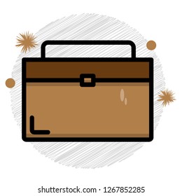 suitcase icon illustration with scribble background