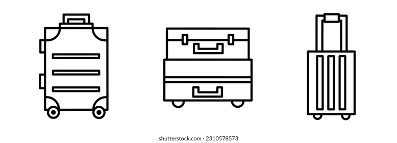 Suitcase. Suitcase icon illustration set. Stock vector.