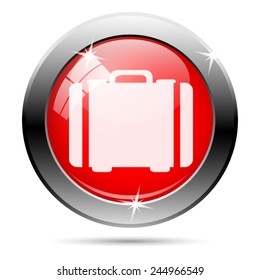 Suitcase icon. Internet button on white background. 