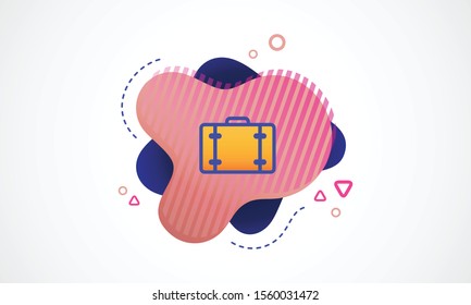 Suitcase icon isolated on white background. Travel icon. Abstract banner with liquid shapes. Vector Illustration