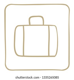 Suitcase icon in a light brown frame. Vector graphics.