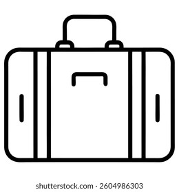 suitcase icon line art on white background
