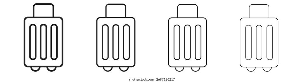 Diseño de línea de iconos de maleta. conjunto de iconos de Vectores de línea delgada.