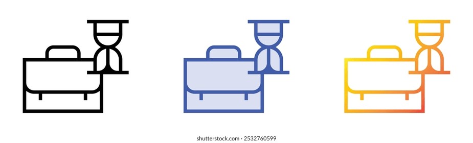 Icono de la maleta. Lineal, relleno azul y diseño de estilo degradado aislado sobre fondo blanco