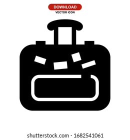 suitcase icon or logo isolated sign symbol vector illustration - high quality black style vector icons
