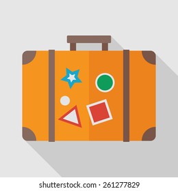 suitcase icon with long shadow. flat style vector illustration