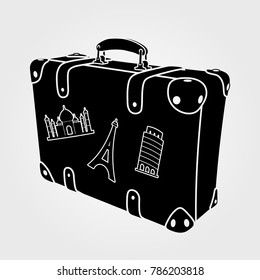 Suitcase icon. Luggage symbol. Vector illustration