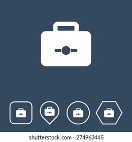 Suitcase Icon on Flat UI Colors with Different Shapes. Eps-10.