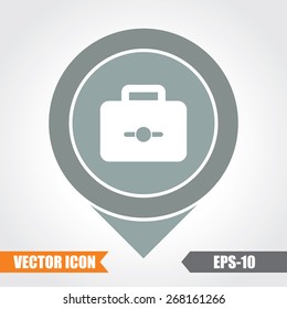 Suitcase Icon On Map Pointer. Eps.-10.