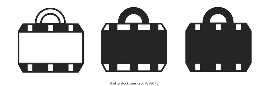 Icono de la maleta sobre fondo blanco. Ilustración de maleta de logotipo de Vector.