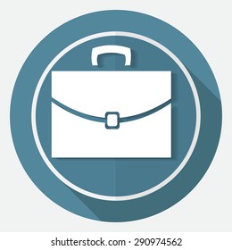 suitcase icon on white circle with a long shadow