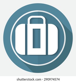 suitcase icon on white circle with a long shadow