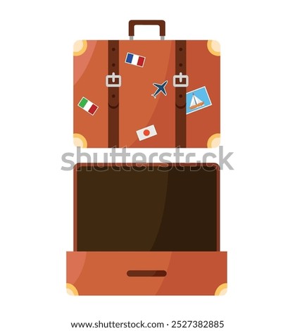 Suitcase icon. Open and closed suitcase for things, travel.
