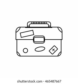 Suitcase icon in outline style isolated on white background. Luggage symbol