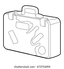 Suitcase icon in outline style isolated on white background vector illustration