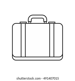 Suitcase icon in outline style on a white background vector illustration