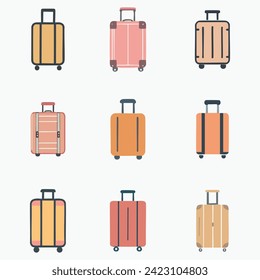 Suitcase icon Pro style Vector Set