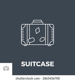 Suitcase Icon. Suitcase Related Vector Line Icon. Isolated on Black Background. Editable Stroke.