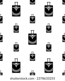 Suitcase Icon Seamless Pattern, Hard, Soft Case Luggage Vector Art Illustration