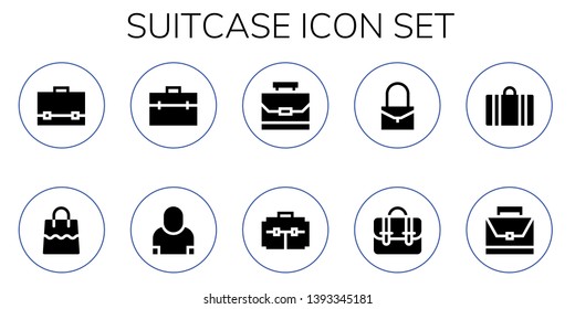 suitcase icon set. 10 filled suitcase icons.  Collection Of - Briefcase, Bag, Salesman, Case, Suitcase