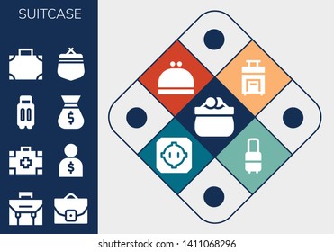 suitcase icon set. 13 filled suitcase icons.  Simple modern icons about  - Purse, Briefcase, Case, Medical kit, Salesman, Suitcase, Bag, Dohyo