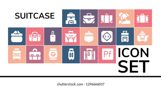  suitcase icon set. 19 filled suitcase icons. Simple modern icons about  - Bag, Purse, Baggage, Briefcase, Suitcase, Luggage, Portfolio, Sport bag, Dohyo, Room service, Vacation