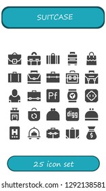  suitcase icon set. 25 filled suitcase icons. Simple modern icons about  - Case, Briefcase, Suitcase, Baggage, Bag, Salesman, Portfolio, Dohyo, Purse, Digg, Hotel, Luggage