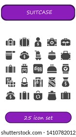 suitcase icon set. 25 filled suitcase icons.  Collection Of - Bag, Luggage, Salesman, Medical kit, Suitcase, Purse, Baggage, Digg, Briefcase