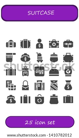 suitcase icon set. 25 filled suitcase icons.  Collection Of - Bag, Luggage, Salesman, Medical kit, Suitcase, Purse, Baggage, Digg, Briefcase