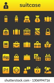 suitcase icon set. 26 filled suitcase icons.  Collection Of - Suitcase, Salesman, Bag, Baggage, Hotel, Briefcase, Room service, Digg, Purse, Case, Portfolio, Dohyo, Vacation