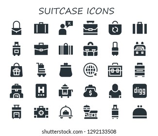  suitcase icon set. 30 filled suitcase icons. Simple modern icons about  - Bag, Suitcase, Salesman, Case, Briefcase, Baggage, Purse, Travel, Hotel, Room service, Digg, Medical kit