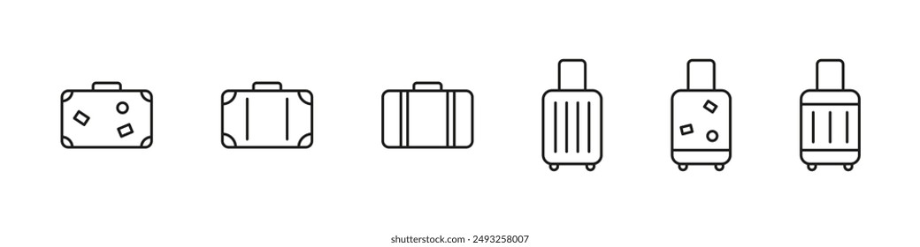 Suitcase icon set. Baggage, travel suitcase symbol. Luggage, bag icon set. Vector icons