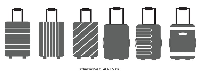 Suitcase icon set. Baggage, travel suitcase symbol. Luggage, bag icon set. Vector icons . 333